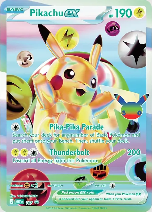 Pikachu ex, day promo card